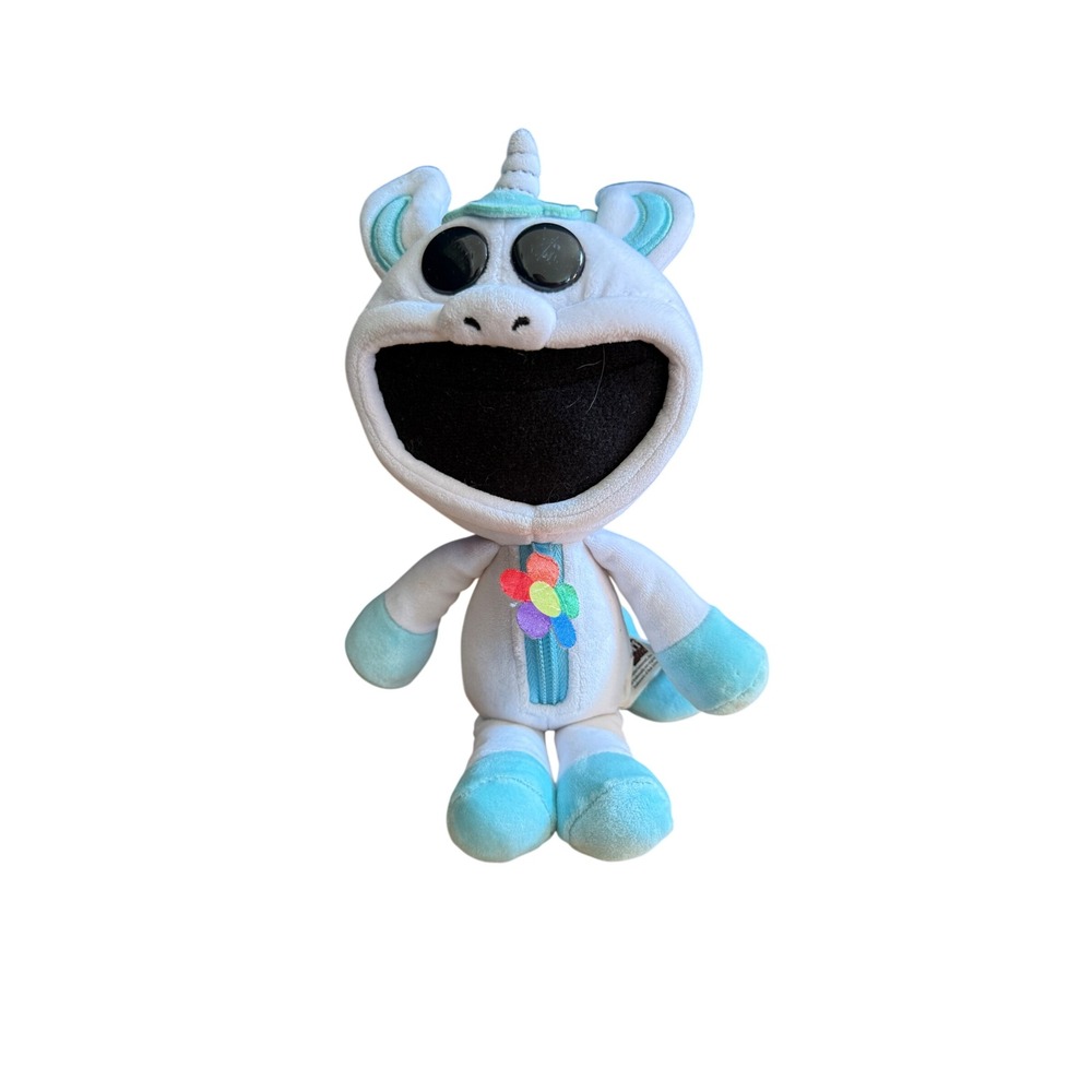 Poppy Playtime CraftyCorn Smiling Critters Plush White Teal Unicorn 10 inch